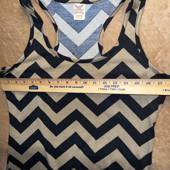 Faded Glory Medium Chevron Razorback Sleeveless Tank Tan Black C03 - Picture 4 of 6